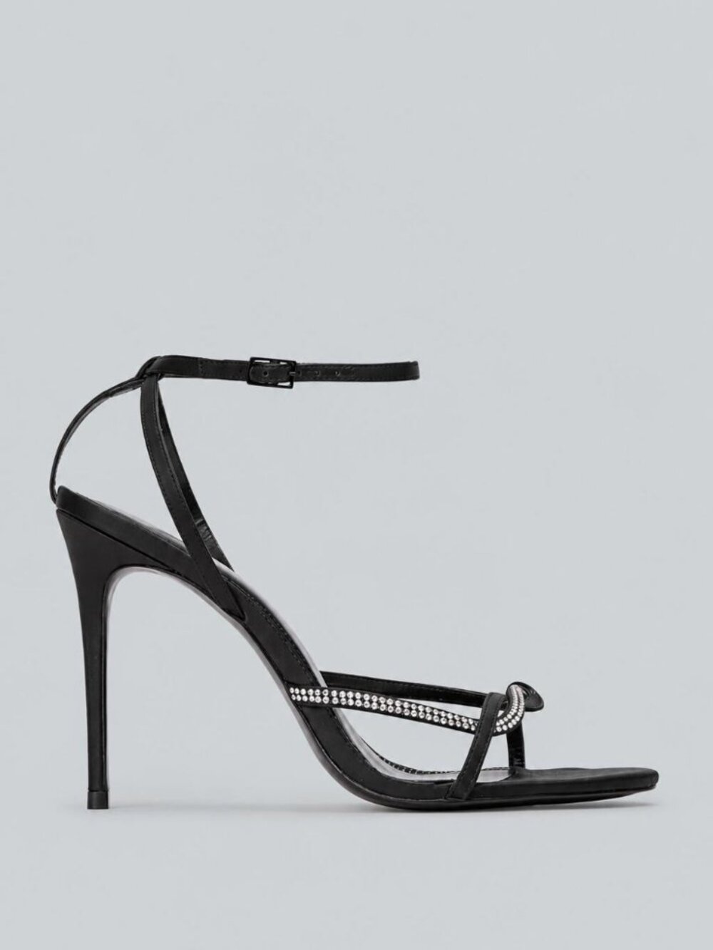 Women's Embellished Sandals - Black Satin